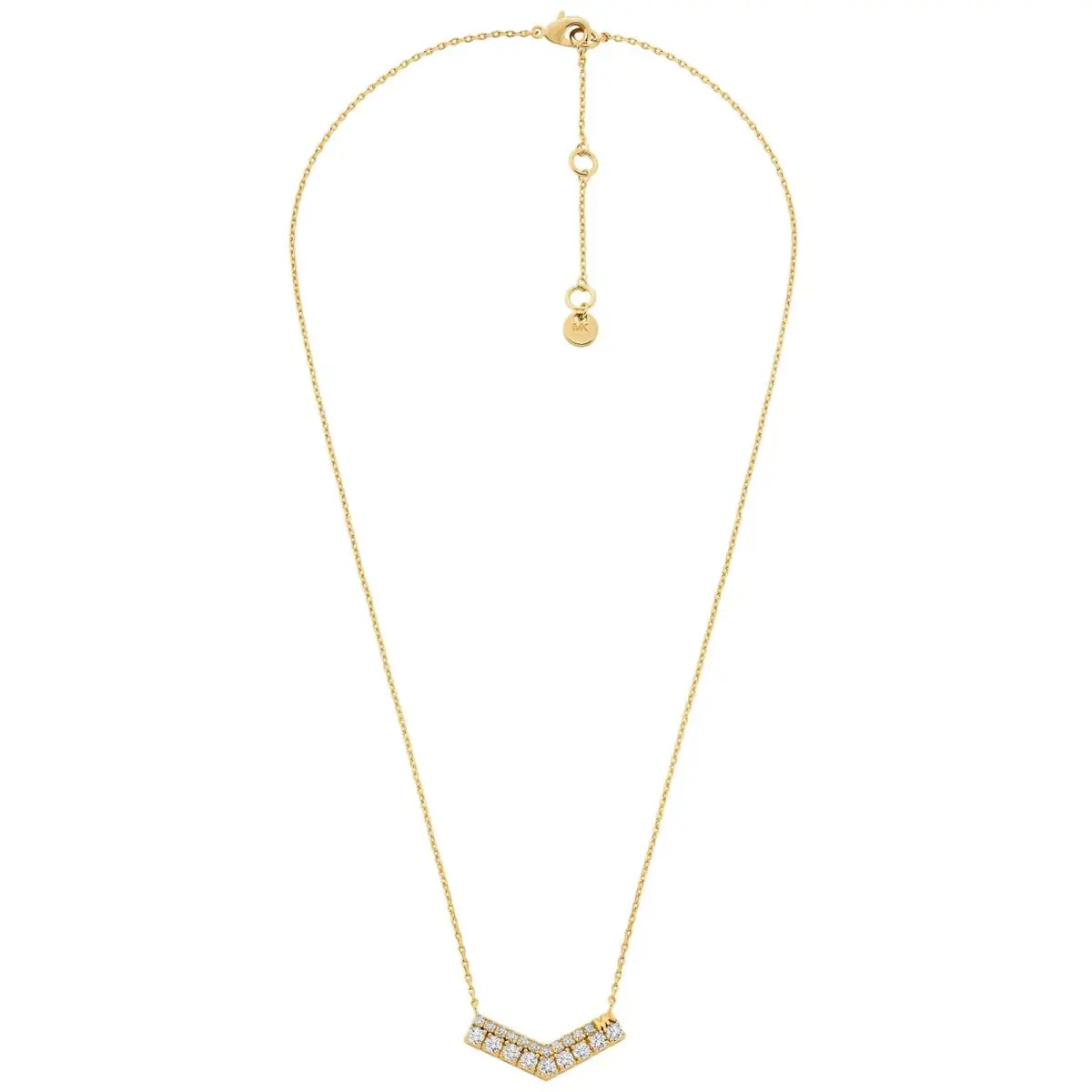 Michael Kors Cubic Zirconia Pave Pendant Necklace Gold-tone Brass 16” + Extender