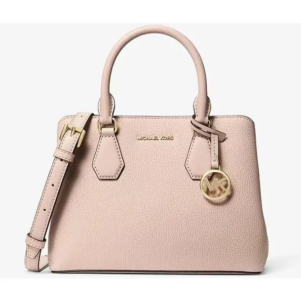 Michael Kors Women`s Camille Small Pebbled Leather Satchel Handbag Soft Pink