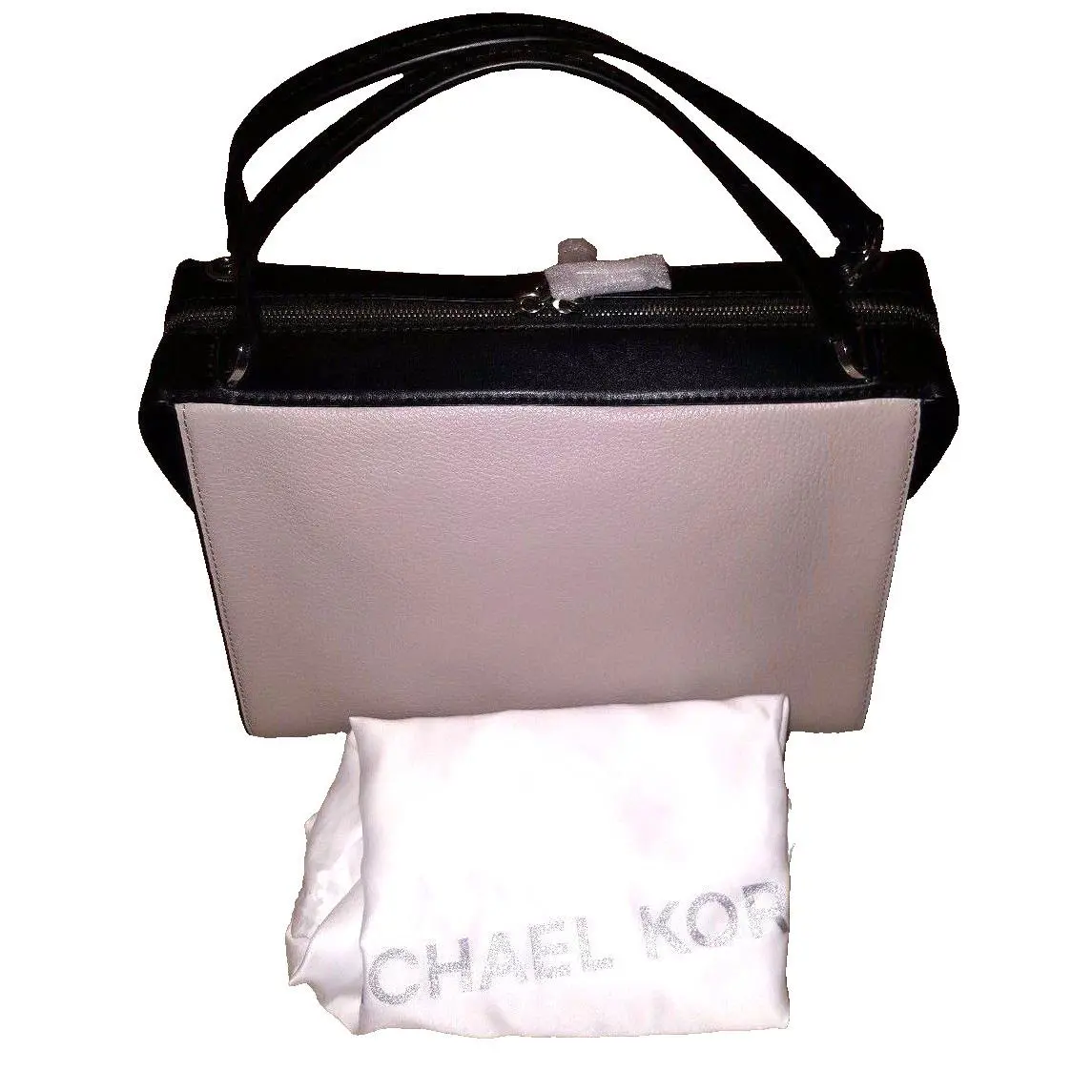 Michael Kors Ingrid 30T6SIGS3L Leather Cement/blacklg Topzip Satchel