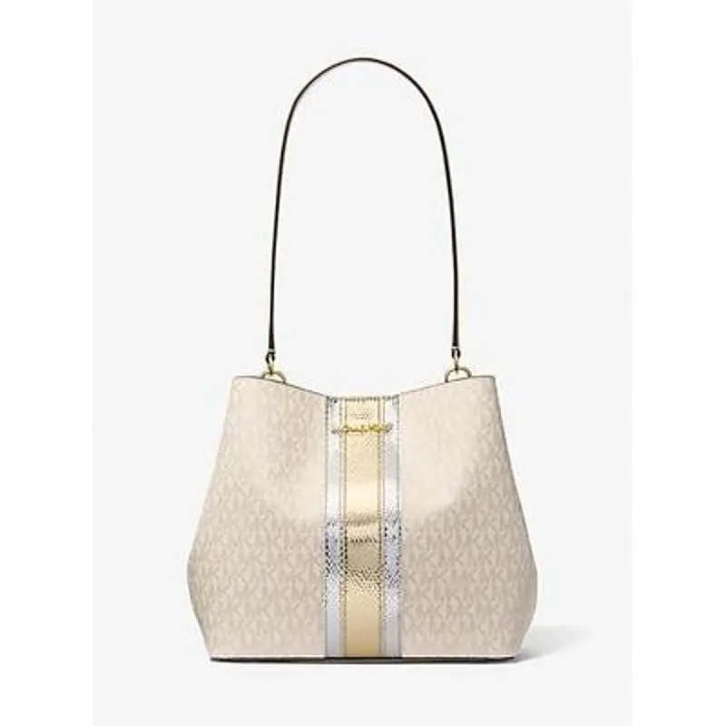 Michael Kors Chic Signature Tote Bag-gold-os