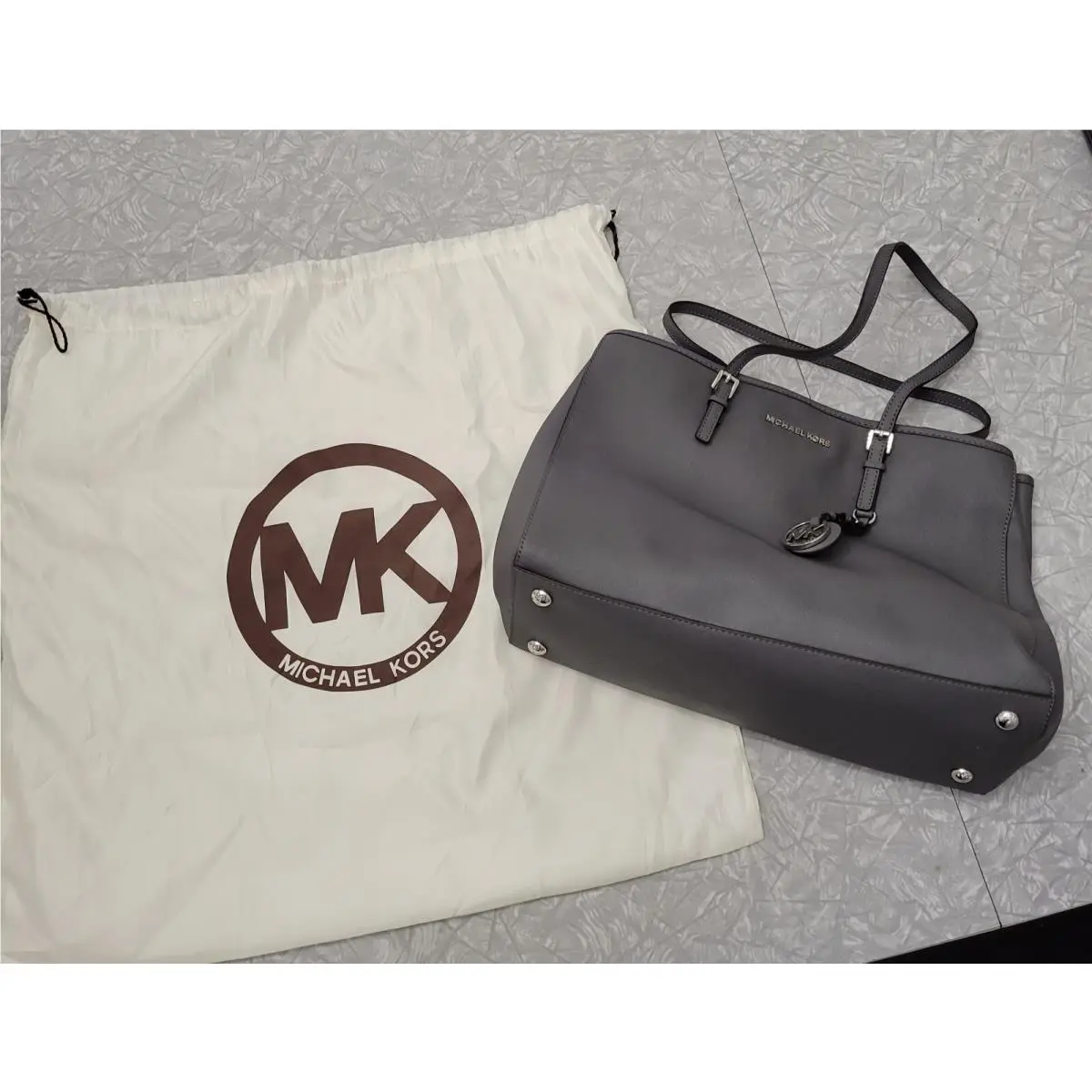 Michael Kors Jet Set Travel Large Saffiano Leather Tote in Dark Slate