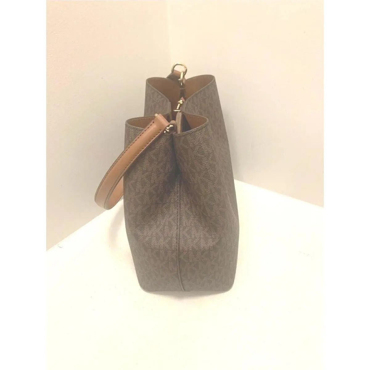Michael Kors Pratt Medium Signature Logo Shoulder Bag Brown