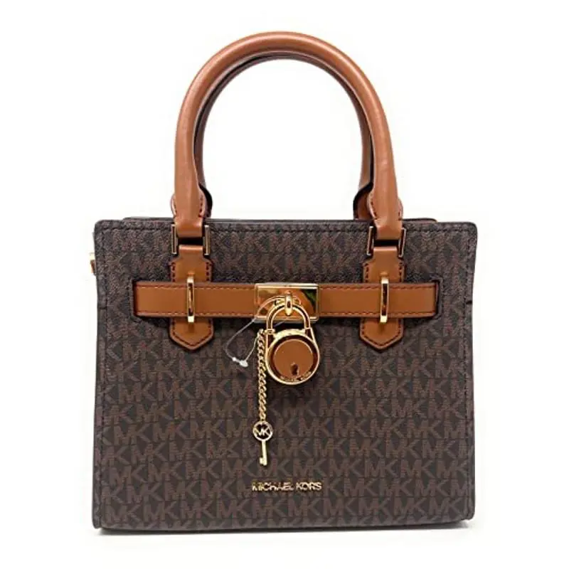 Michael Kors Hamilton Small Satchel Shoulder Crossbody Bag Mksignature Brown