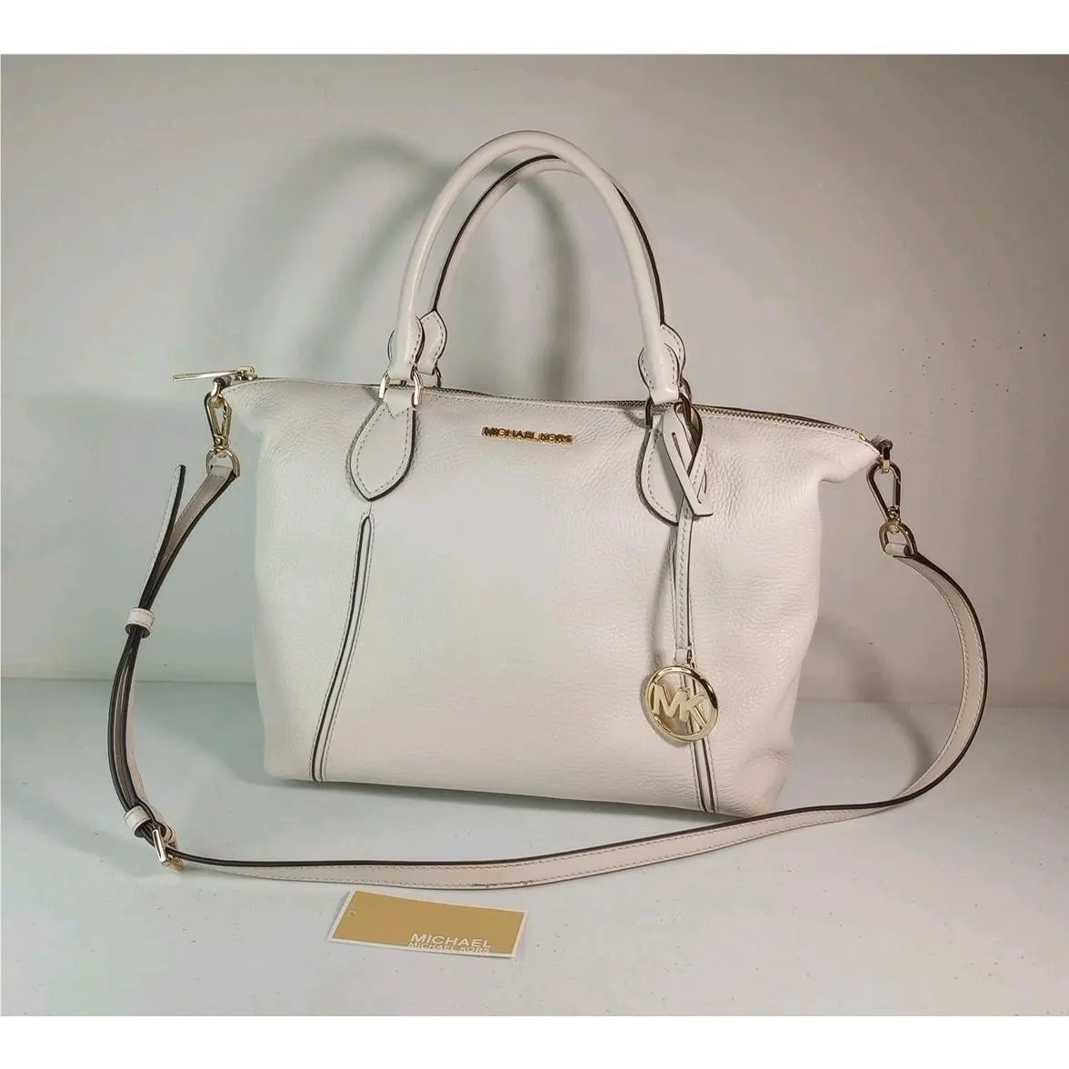 Michael Kors Lenox Medium Satchel Lt Cream Leather