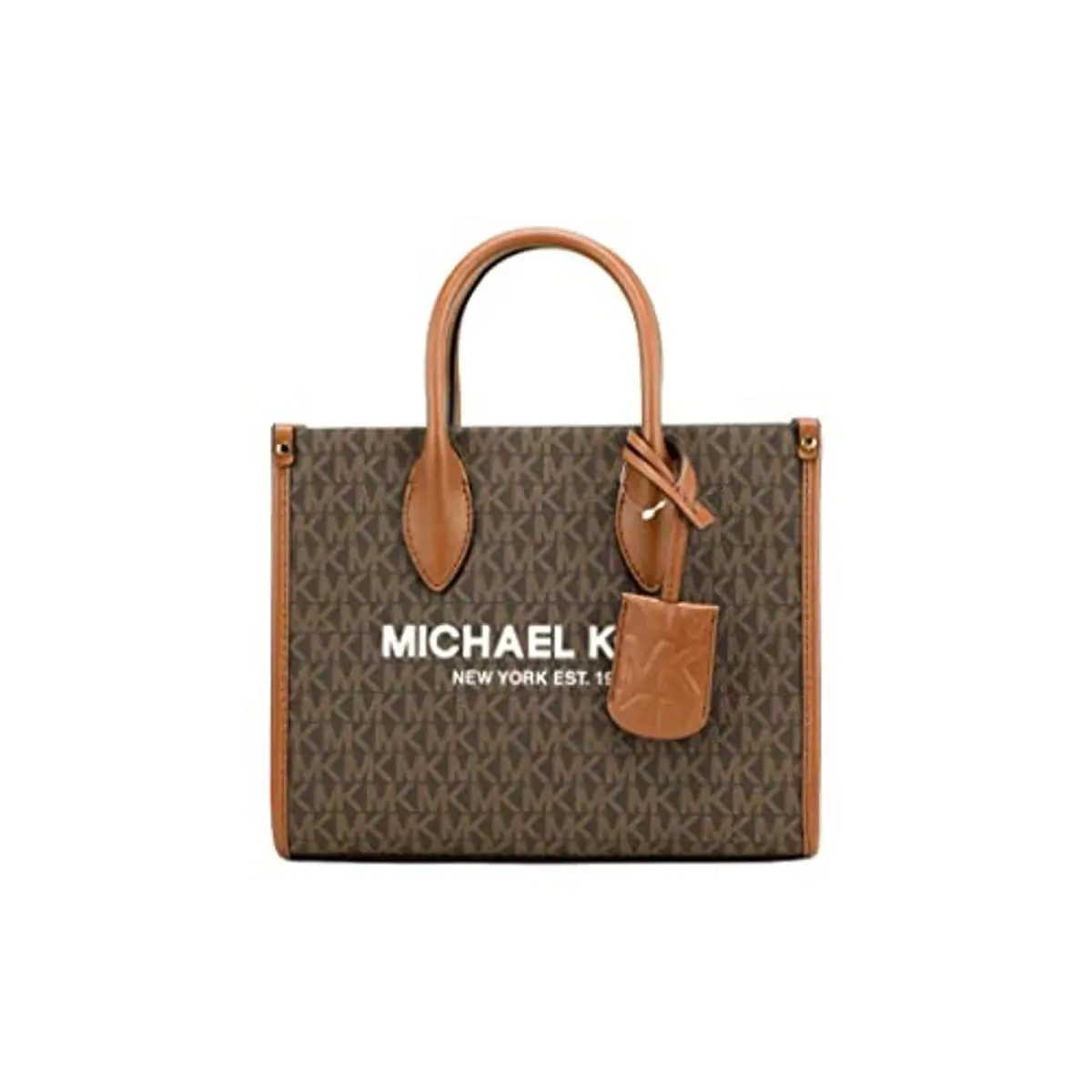 Michael Kors Women`s Mirella Top Zip Shopper Tote Crossbody Handbag Brown-s
