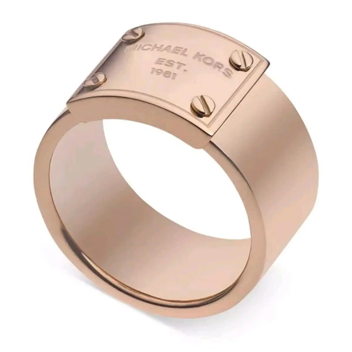 Michael Kors Size 8 Rose Gold Logo Plaque Ring Women`s Size 8