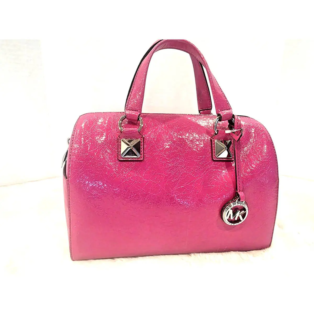 Michael Kors Grayson Medium Leather Duffle Satchel in Wild Berry