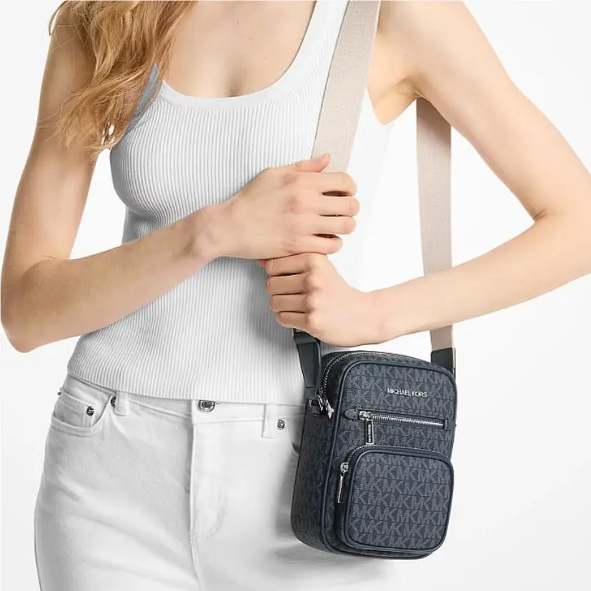 Admiral Blue Jet Set Medium Signature Logo Crossbody Bag by Michael Kors
