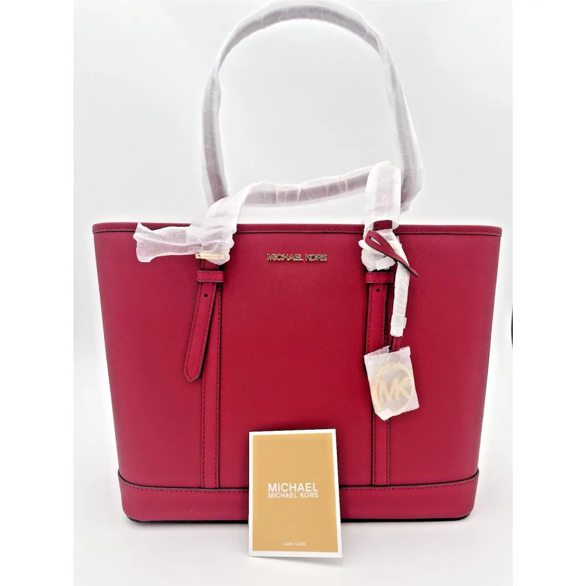 Michael Kors Jet Set Travel Large Saffiano Leather Tote Bag - Cherry