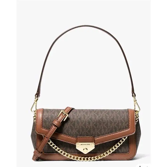 Michael Kors Soho Small Bag Signature Logo Gold Brown Crossbody Handbag
