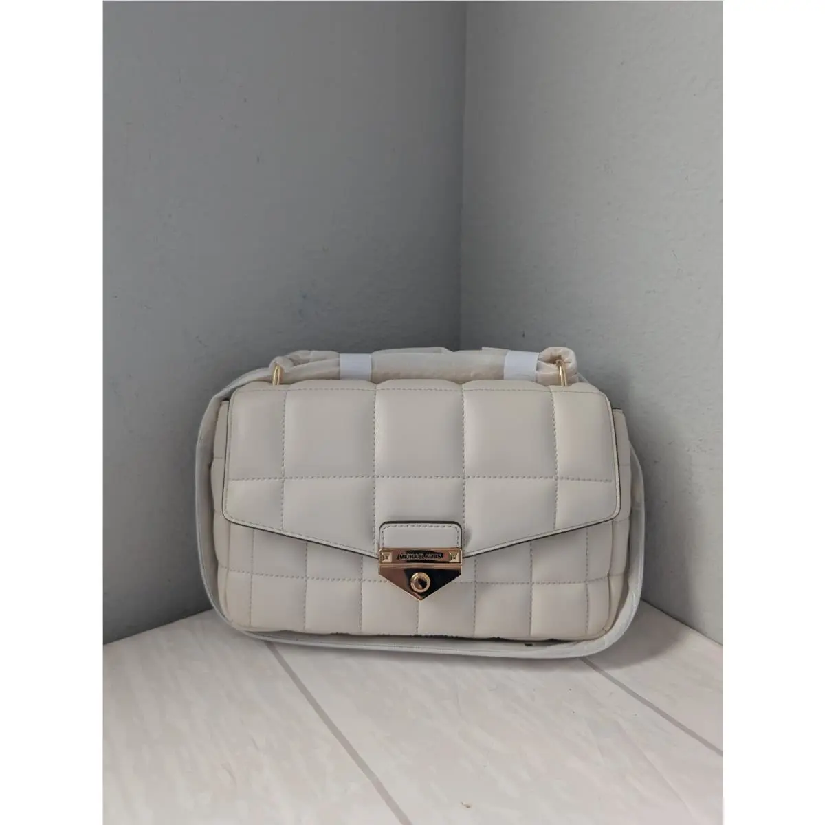 Michael Kors Soho Large Quilted Shoulder Bag in Lt. Cream