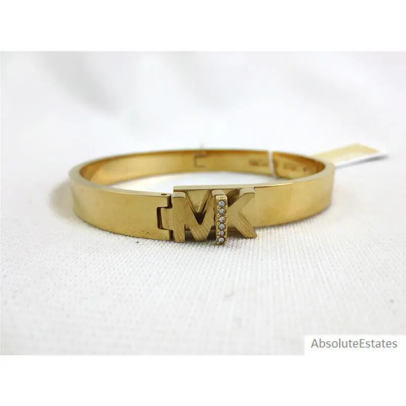 Michael Kors Logo Gold Crystal Bangle Bracelet MKJ7697710 MK Pouch