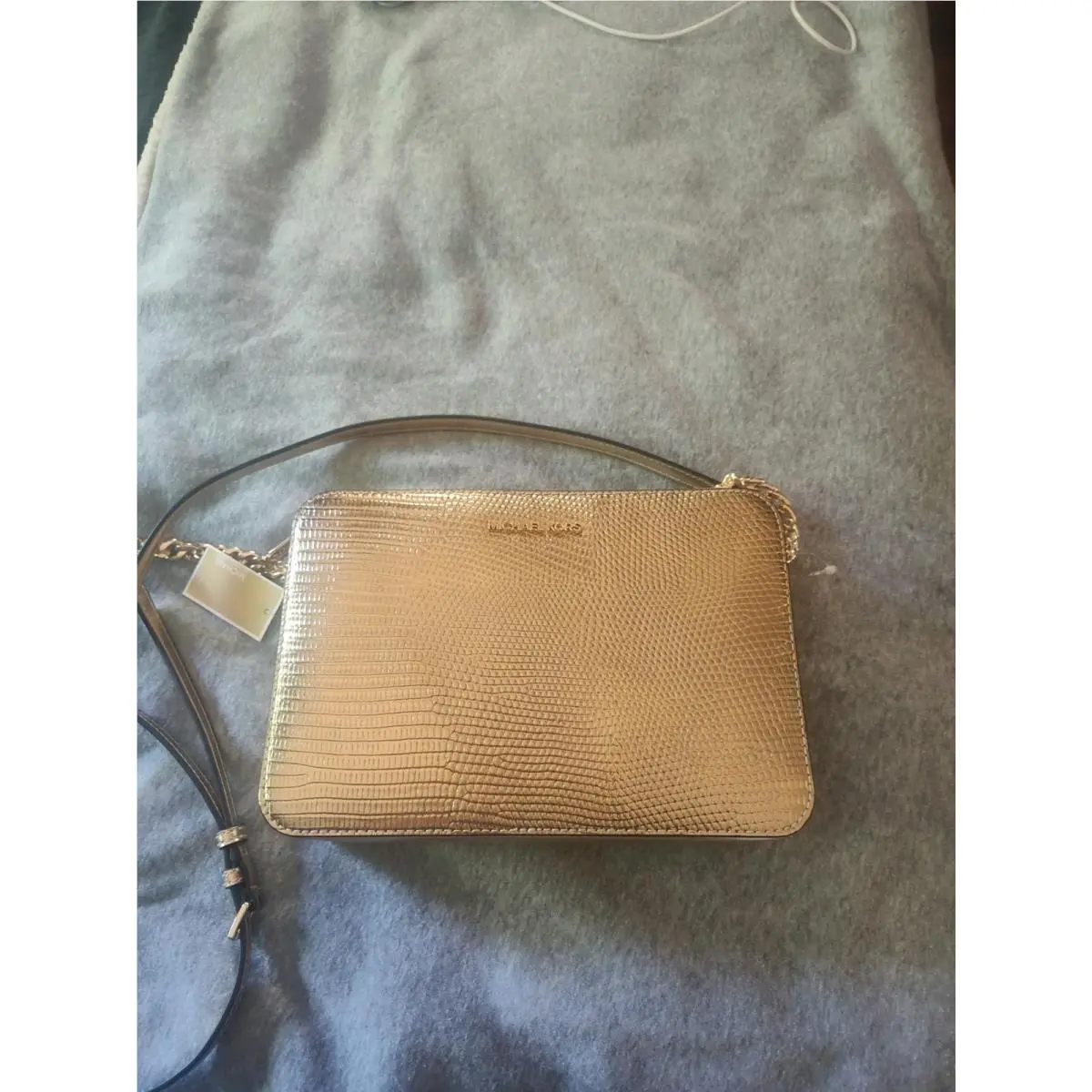 Michael Kors Jet Set Large Leather Crossbody Bag Pale Gold