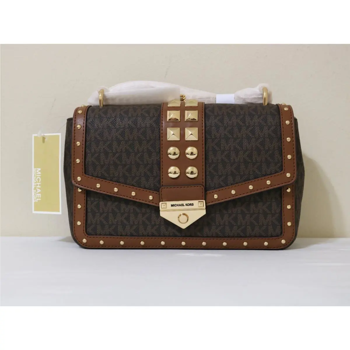 Michael Kors Women Soho Large Studded Signature Logo Shoulder Bag