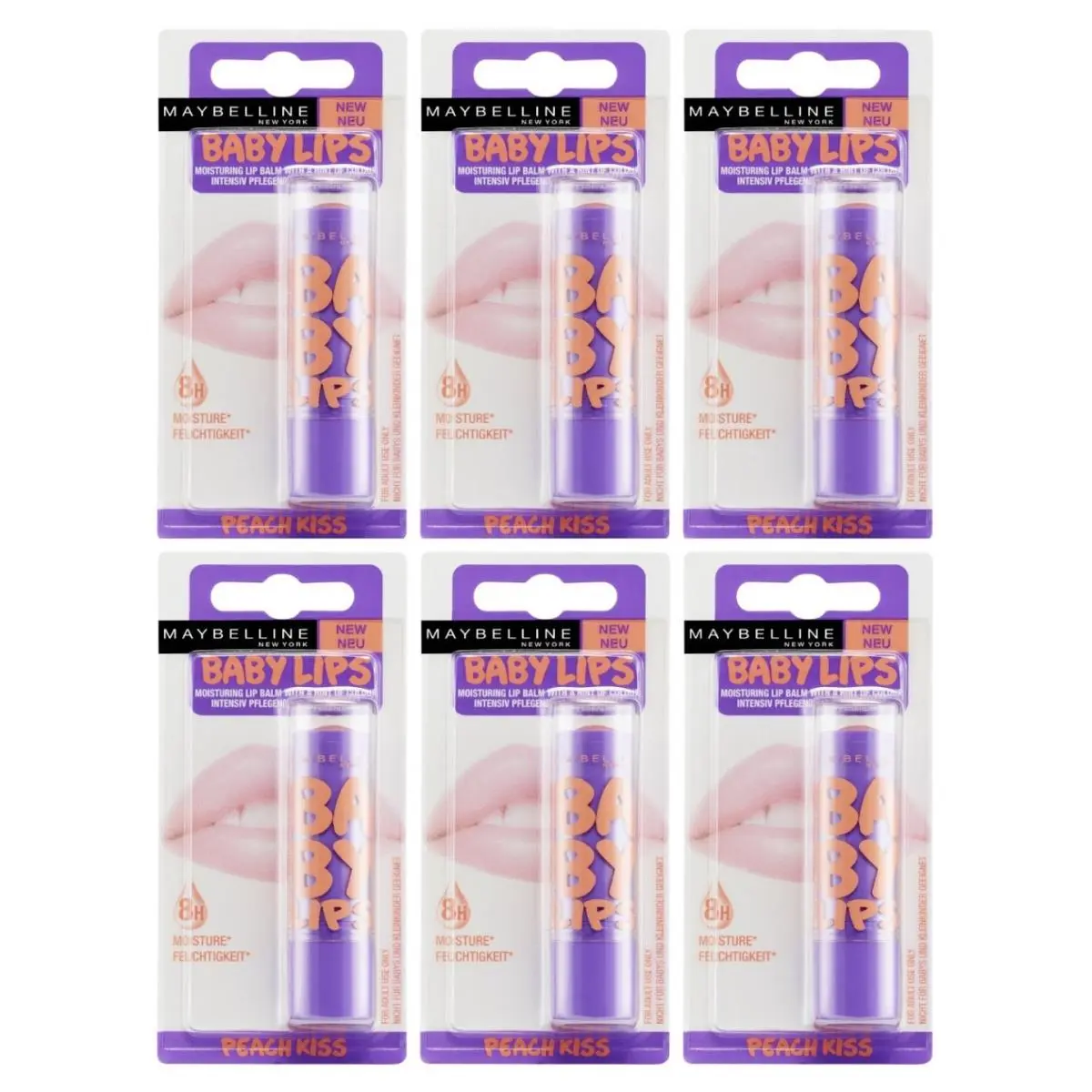 Maybelline Baby Lips Moisturizing Lip Balm Peach Kiss Pack Of 6
