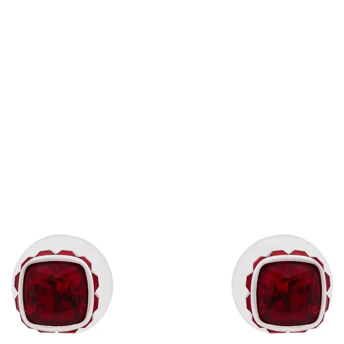 Birthstone Pierced Earrings Studs Jan Rhodium Shiny Red by Swarovski