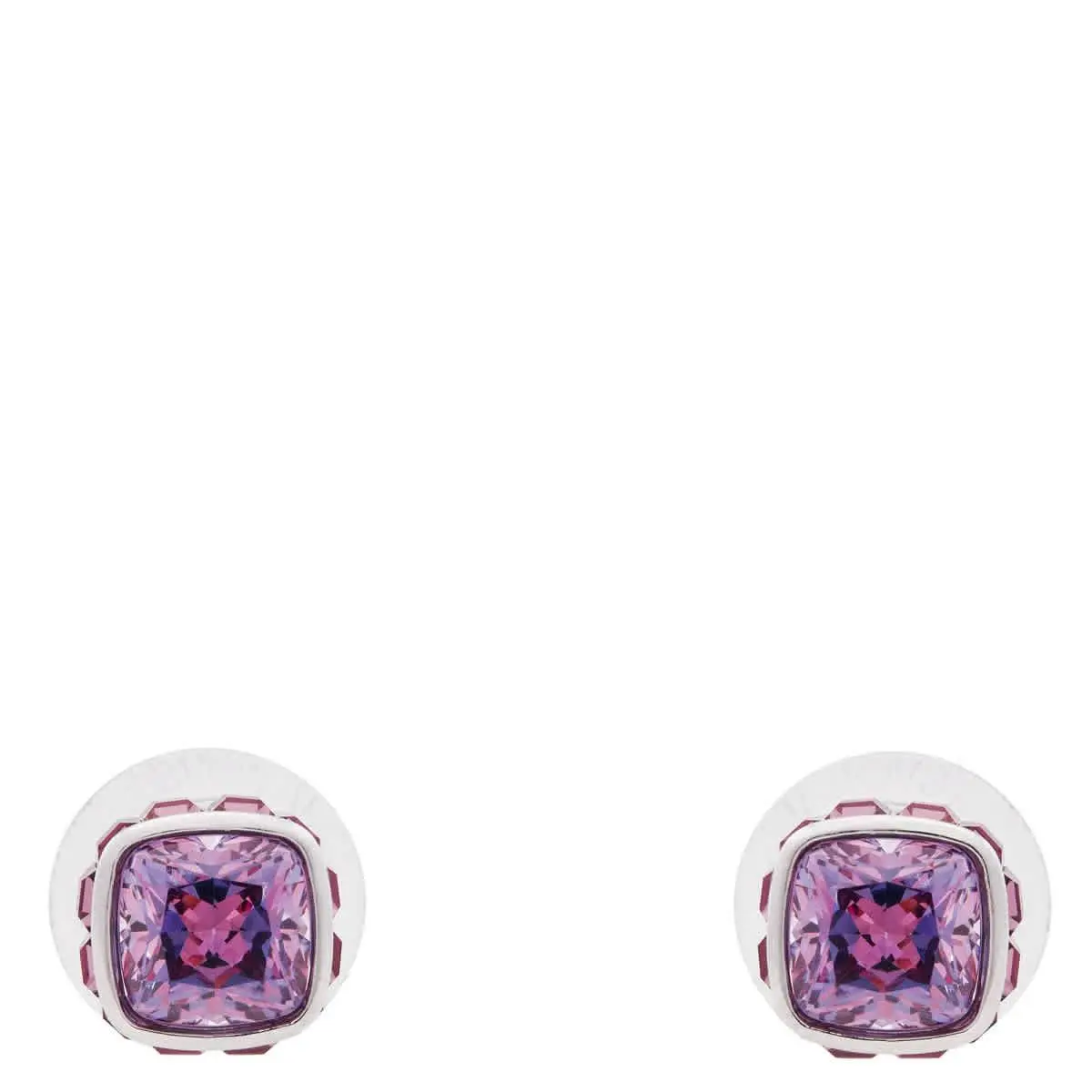 Birthstone Pierced Earrings Studs Feb Rhodium Shiny Purple by Swarovski
