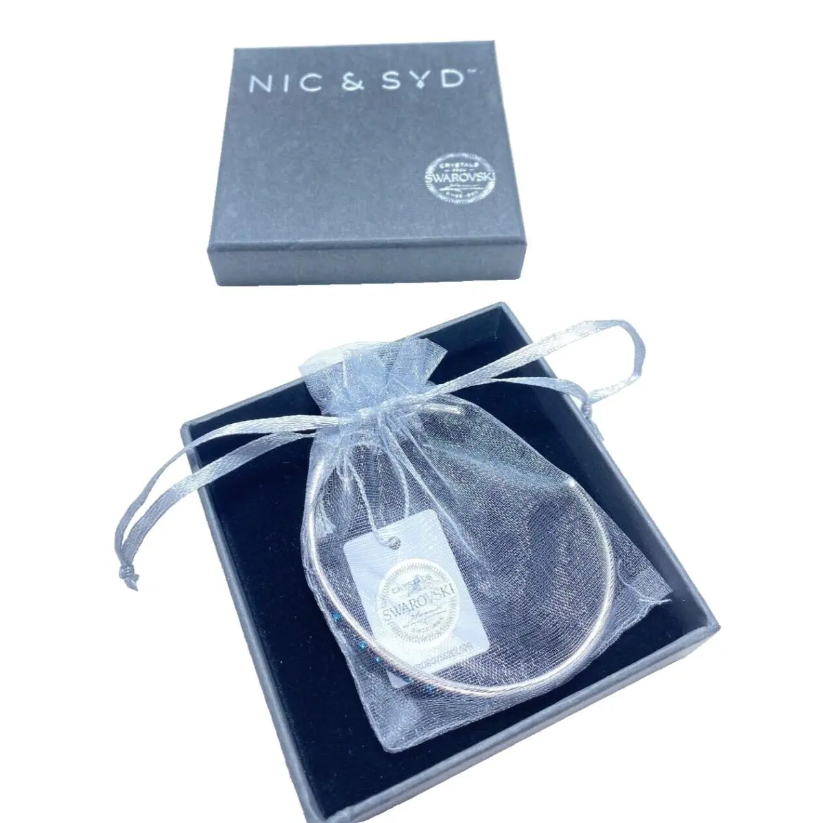 Blue Silver C Nic Syd Swarovski Bangle Bracelet – with Verification Code
