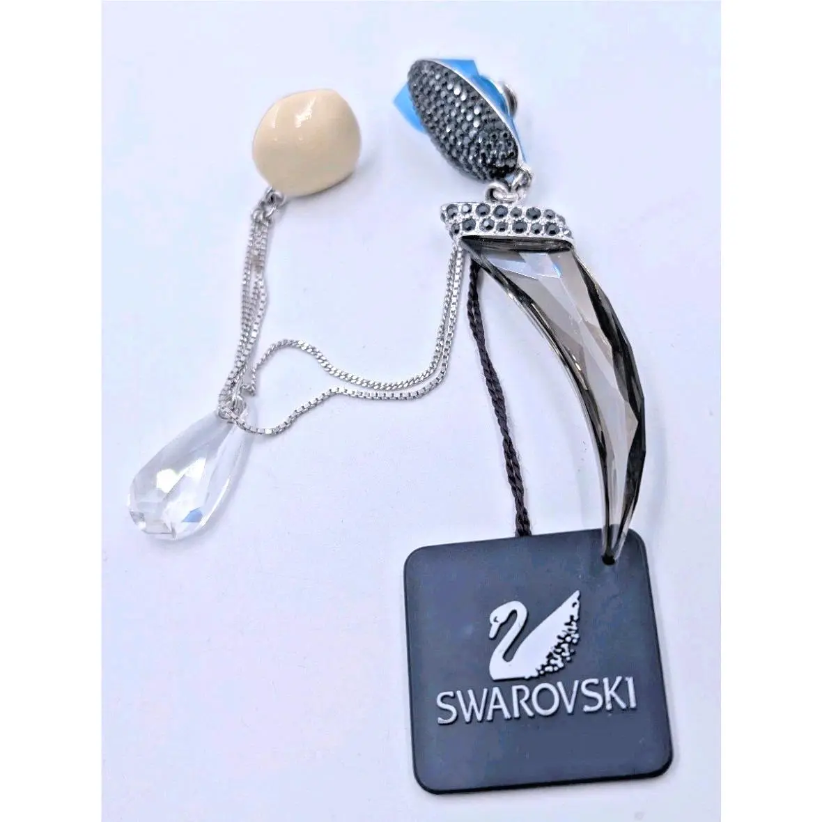 Swarovski Crystal Tooth Pave Double Pin Brooch Rhodium Plated