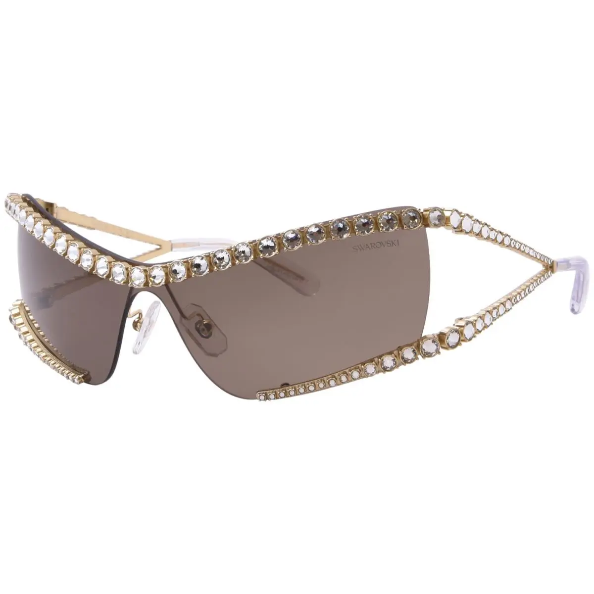 Swarovski SK7022 400473 Sunglasses Women`s Gold/dark Brown Shield 33mm