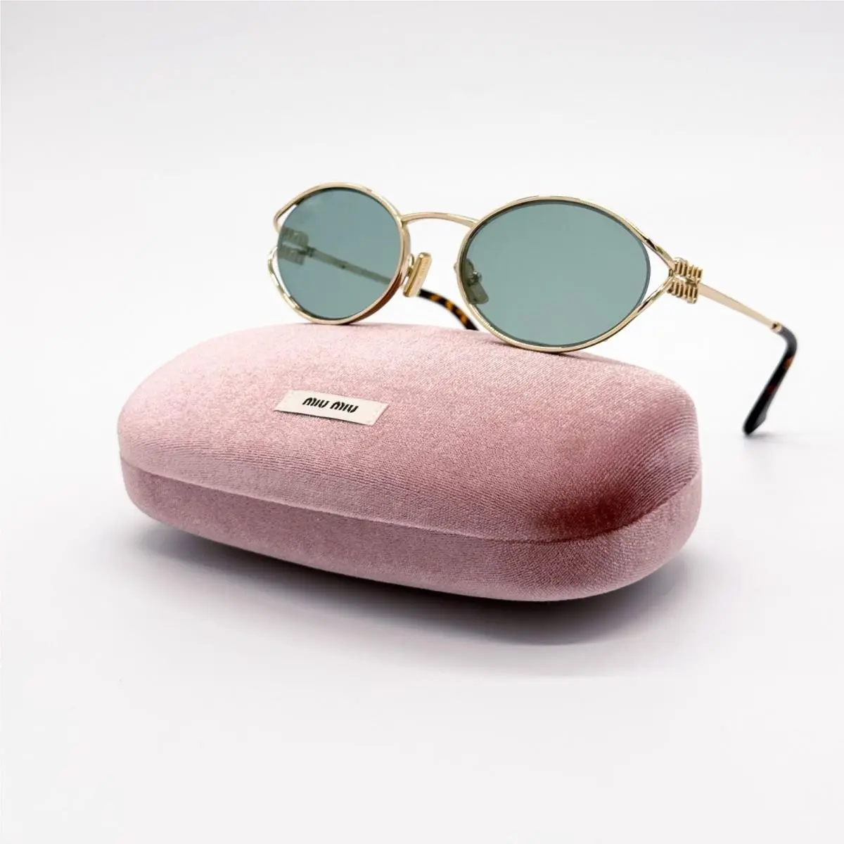 Miu Miu Sunglasses MU52YS 5AK04M Women Gold/green MU 52YS Smu 52Y Eyewear