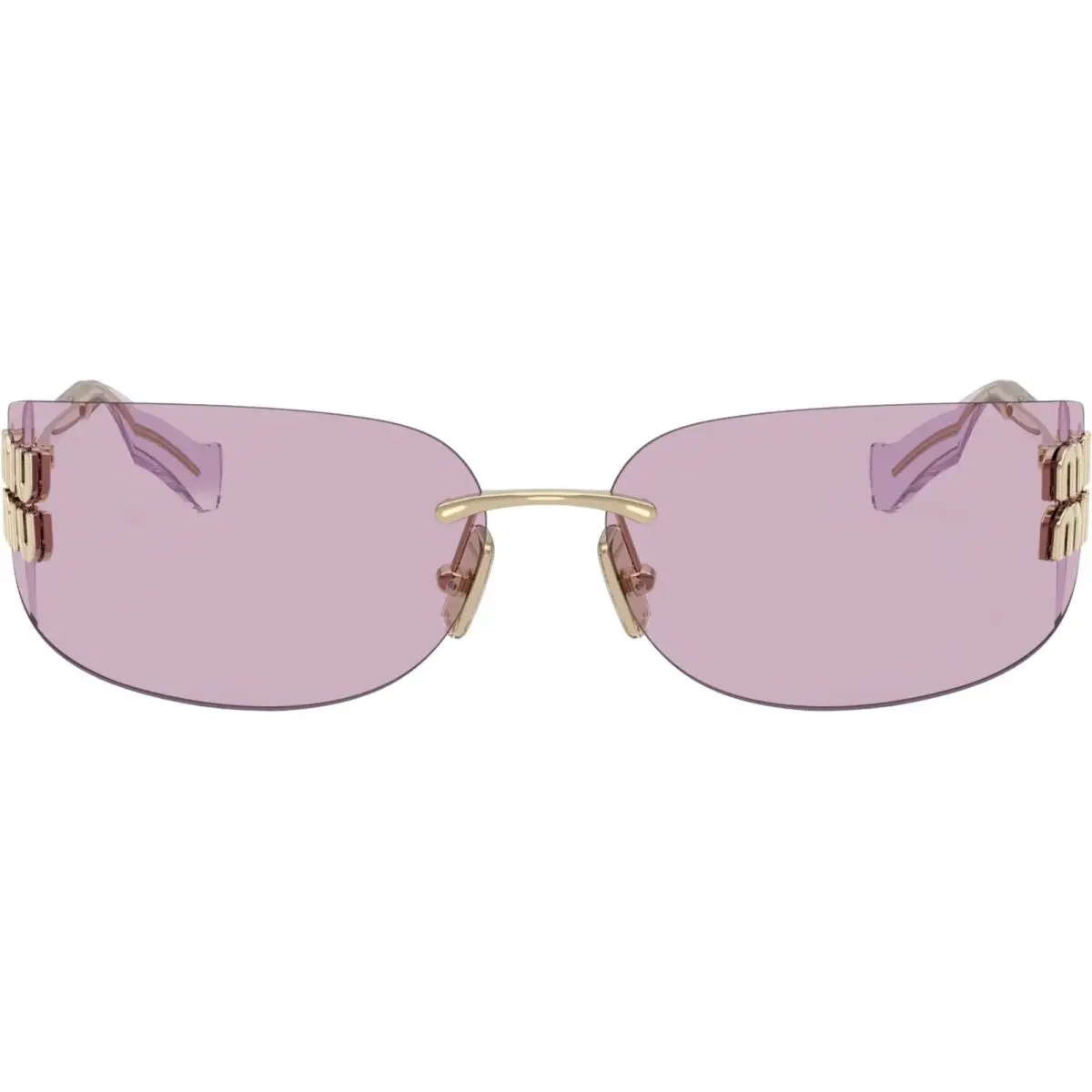 Miu Miu MU A51S ZVN90O 75mm Pale Gold Pink Rimless Women`s Sunglasses