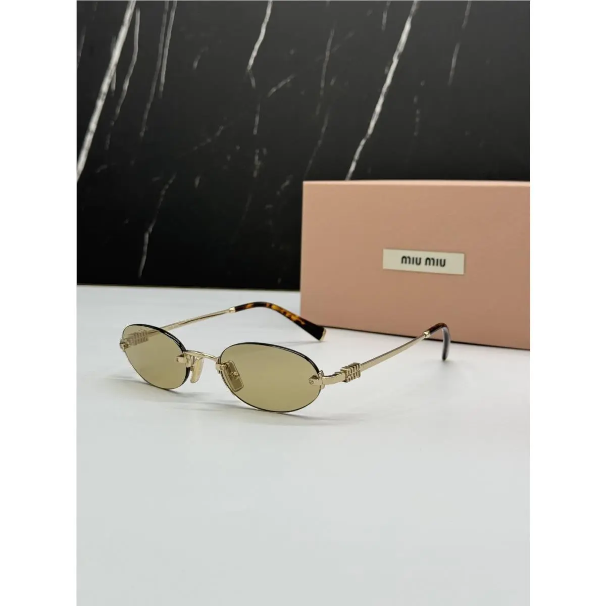 MUA54S ZVN10R Oval Cream Gold Sunglasses Miu Miu MU A54S ZVN10R