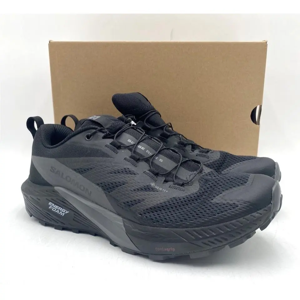 Salomon Sense Ride 5 Gtx Men`s Athletic Shoes Black/magnet Multiple Sizes