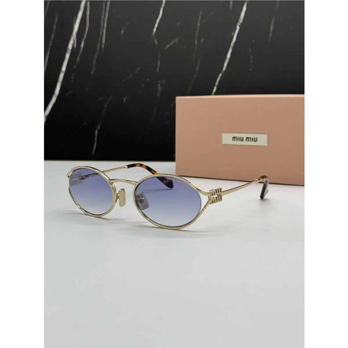 MU52YS ZVN80O Gold Blue Sunglasses Miu Miu MU 52YS ZVN80O
