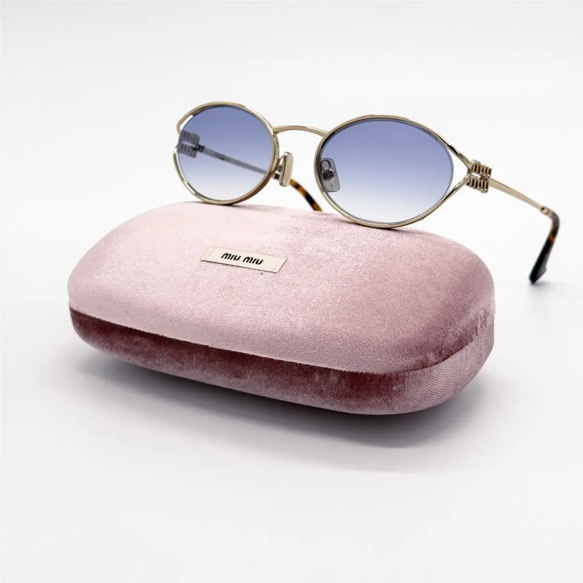 Miu Miu Sunglasses MU52YS ZVN80O Women Gold/blue MU 52YS Smu 52Y Eyewear