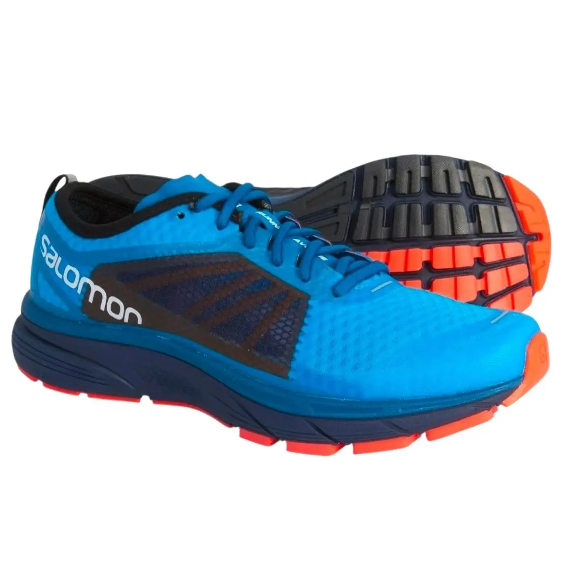 Salomon Men`s 10 Sonic RA Running Shoes Hawaiian Surf/medieval Blue/fiery Cora
