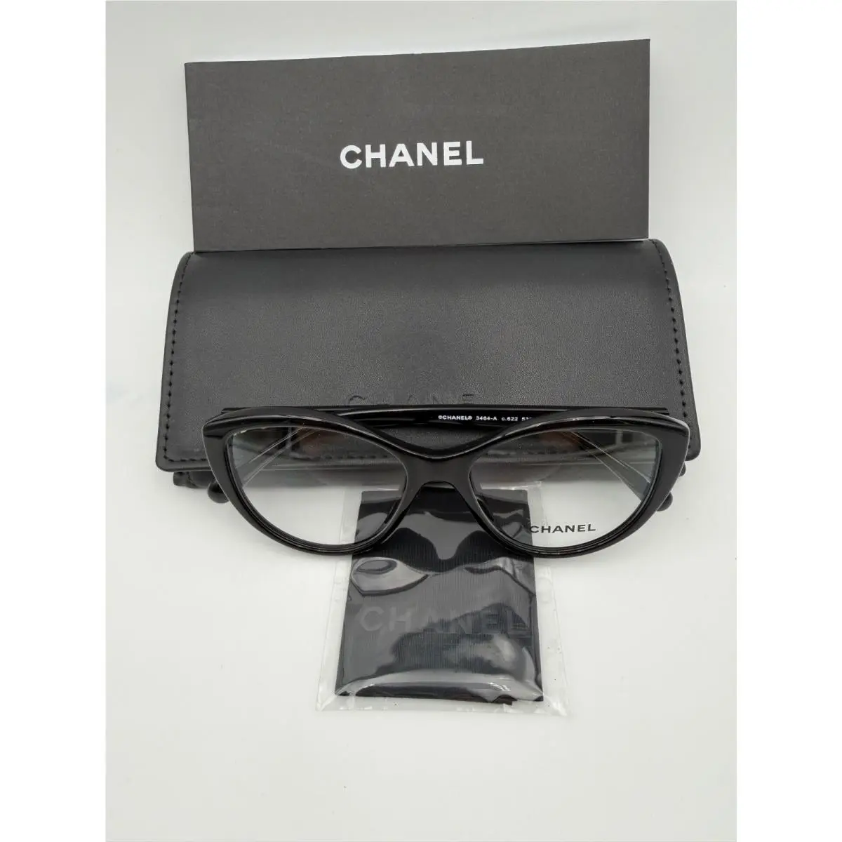 Chanel Eyeglasses 3464 A 622 Black Gold Heart CC Logo 53 16 140 Cat Eye