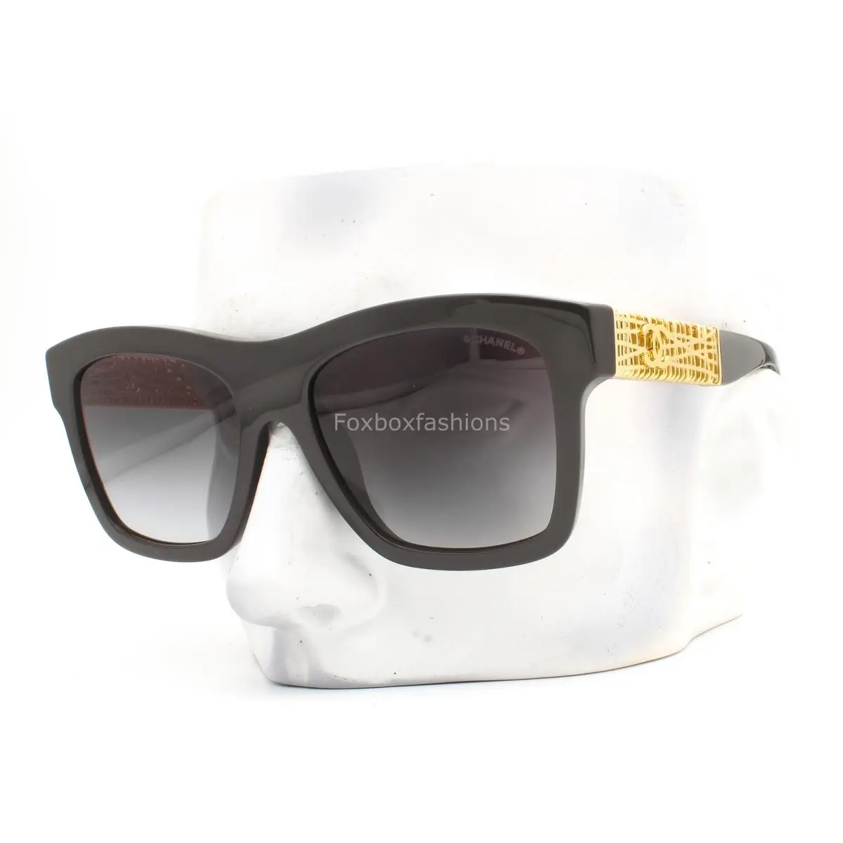 Chanel Sunglasses ch5533A 1460/S6 Dark Brown Gold Jewel Tweed with Case