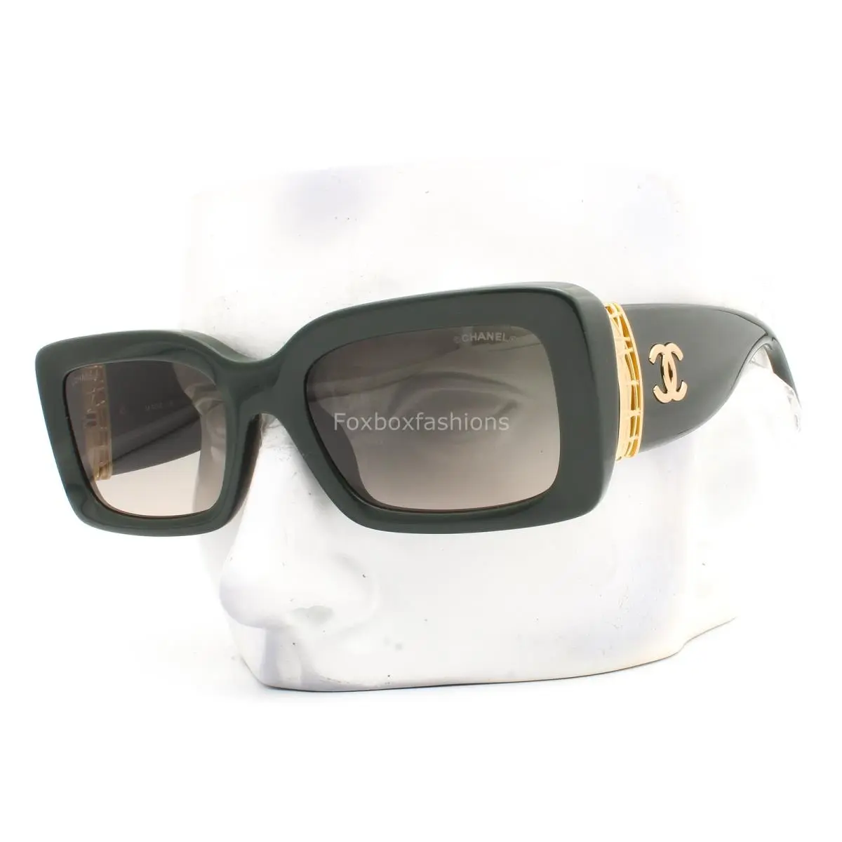 Chanel Jewel Tweed Sunglasses Forest Green Gold CC ch5534A 1791/S3 with Case