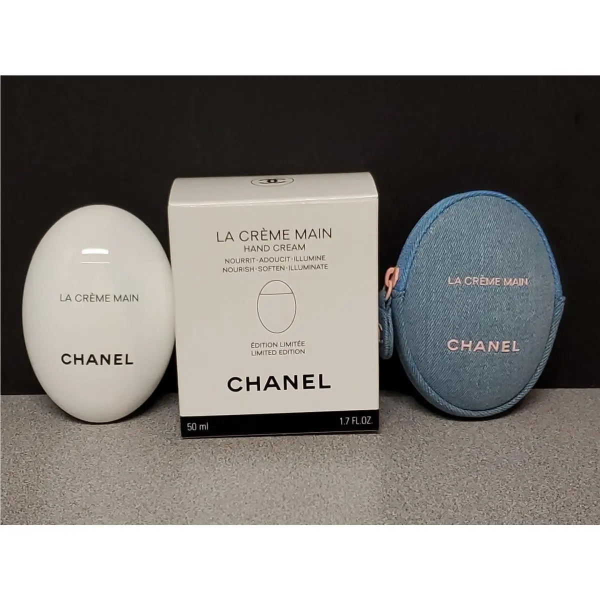 Chanel La Crème Main Hand Cream with Denim Pouch Limited Edition 1.7 oz/50 ml