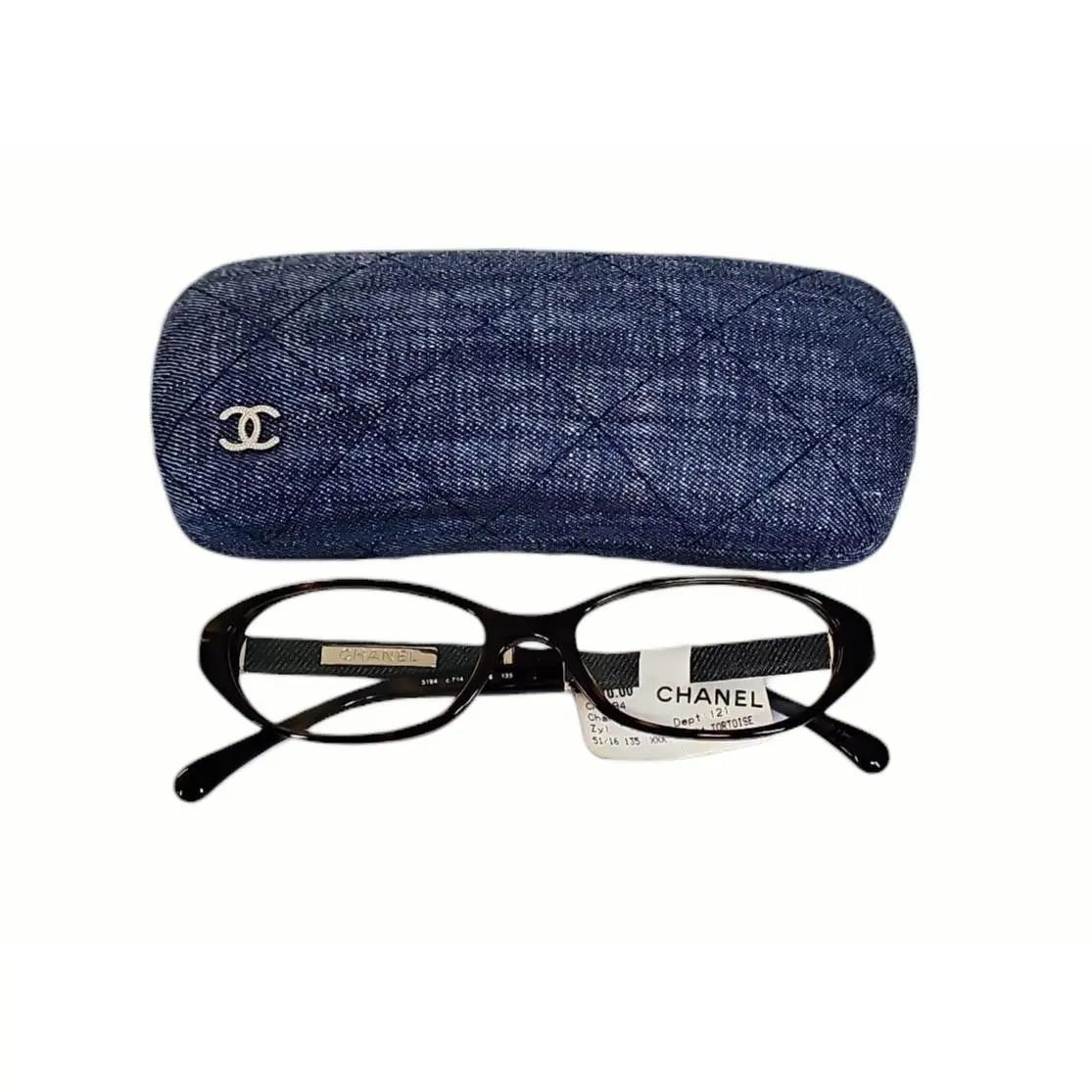 Chanel 3194 Oval Eyeglasses Tortoise Havana Denim Interlocking CC 51/16/135