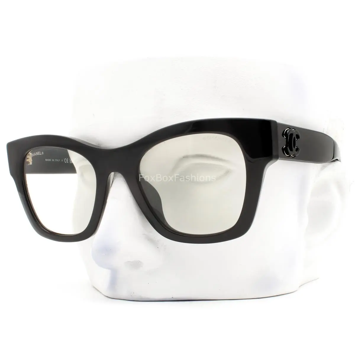 Chanel Eyeglasses Blue Light Glasses ch3498SA 622/SB Polished Black 50mm W/case