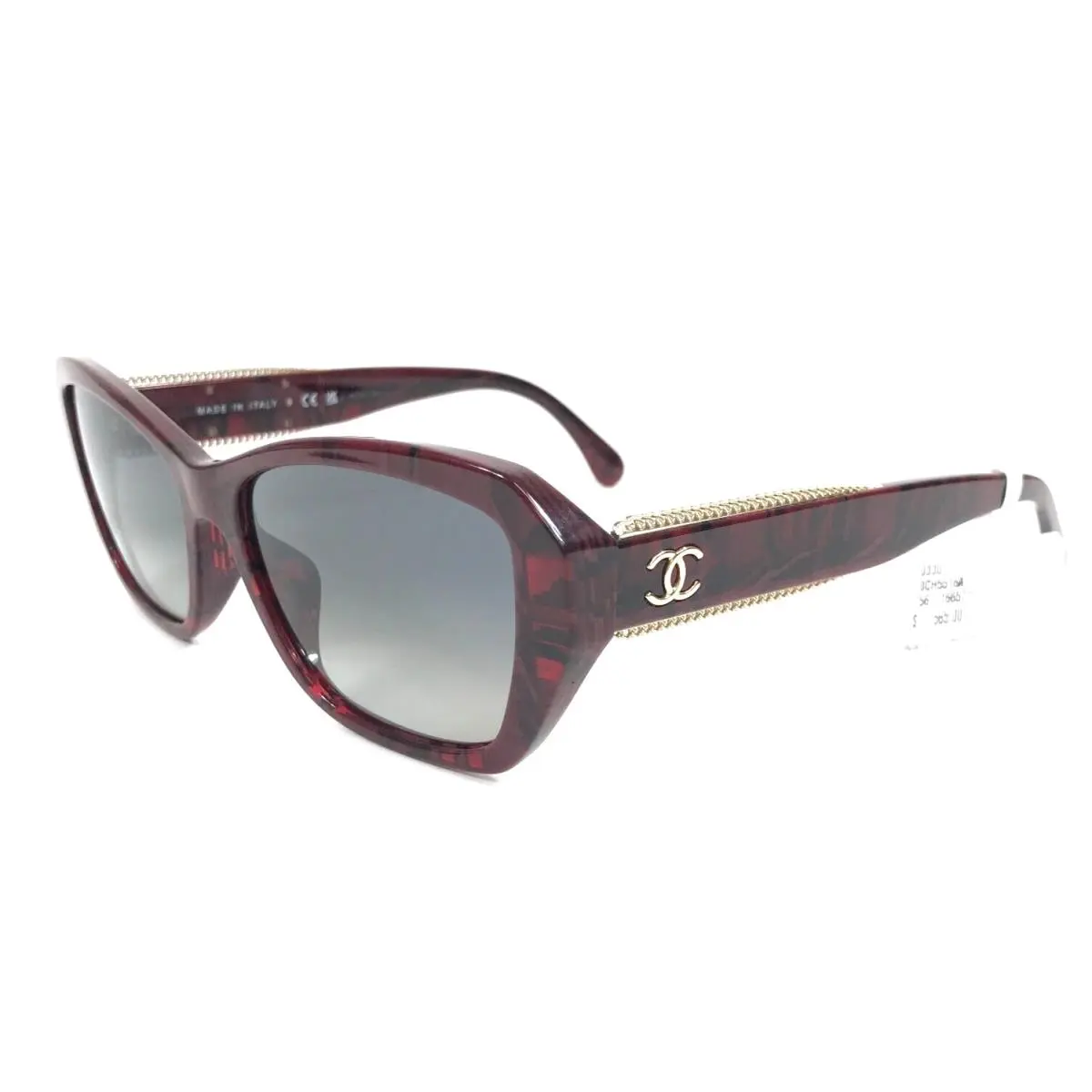 Chanel Sunglasses 5516-A c.1665/71 Clear Red Checkered Asian Fit w/ Gray Lenses