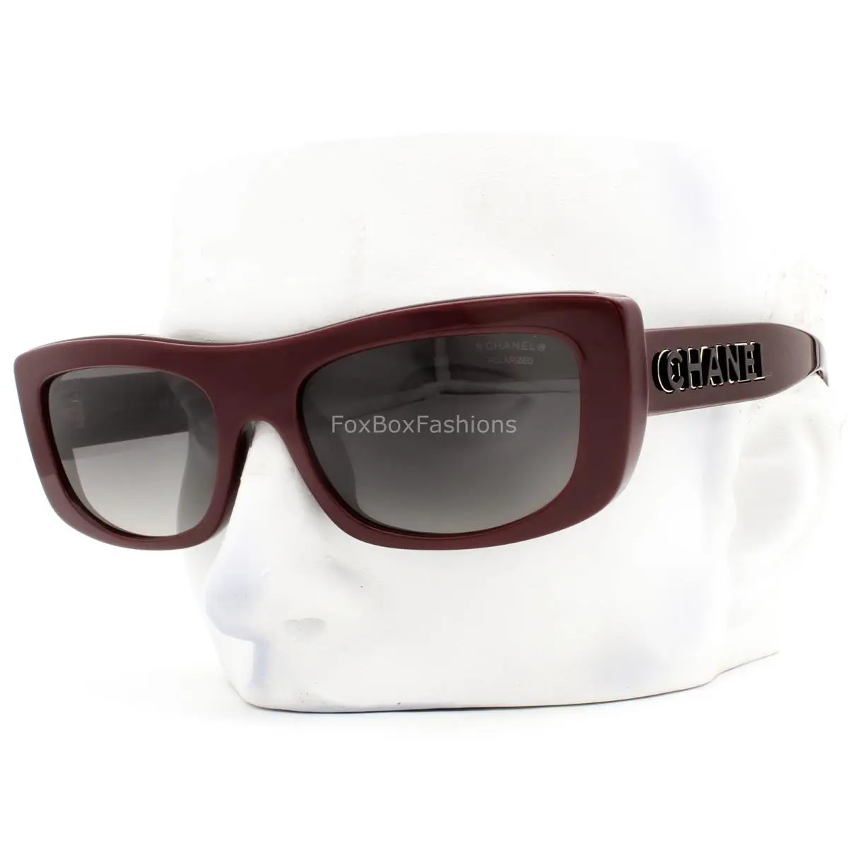 Chanel Sunglasses Red Bordeaux Gold Outline Logo Polarized 5559A 1802/S8 W/case