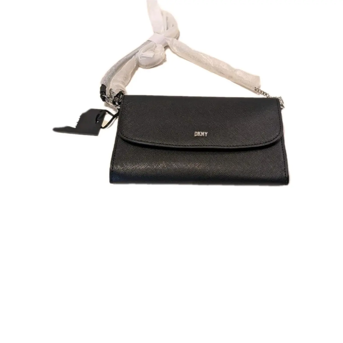 Dkny Phoenix Woc Black Saffiano Wallet On Chain Crossbody Purse