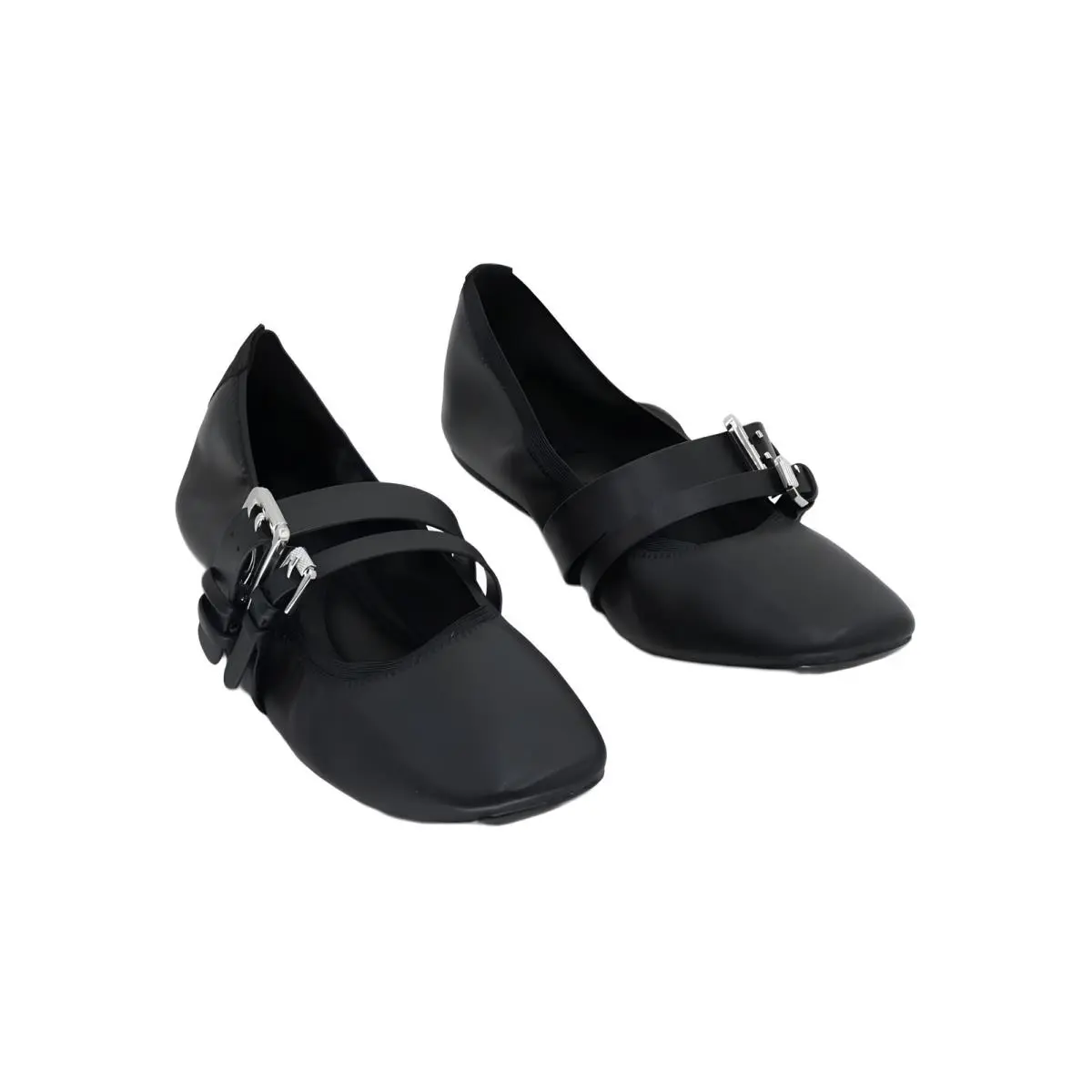 Dkny Dade Buckle Strap Ballet Flat Black Women`s Size 8M by DKNY