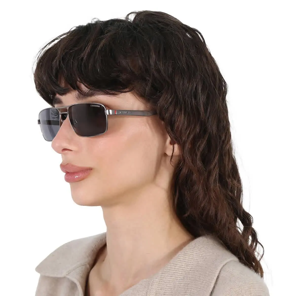 Gray Flash Silver Rectangular Unisex Sunglasses  8011/S 0R81/DY by Carrera