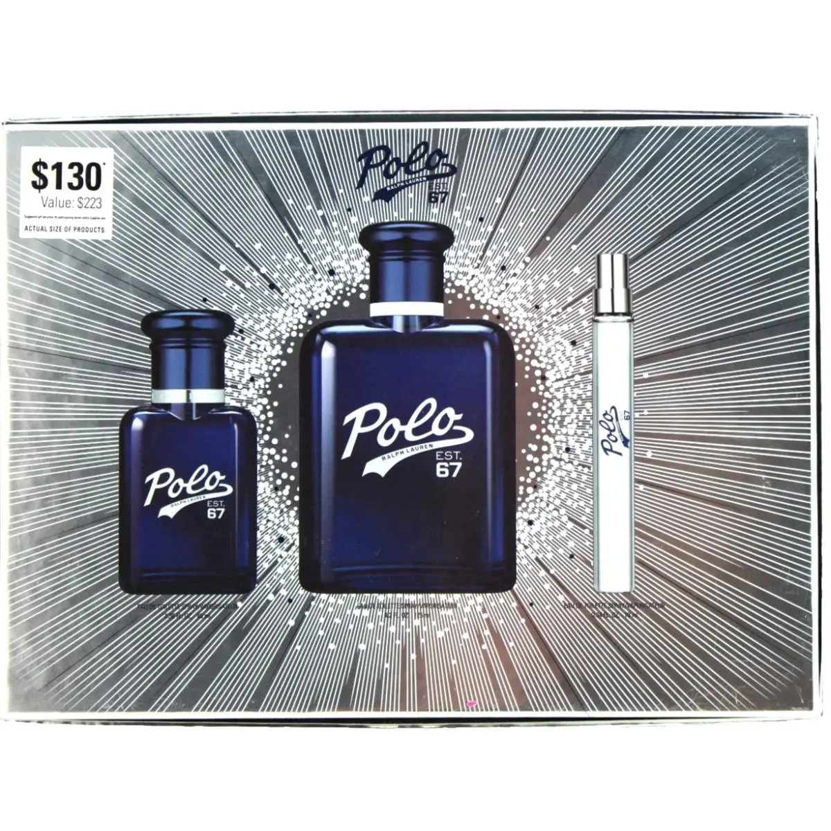 Ralph Lauren Polo 67 Cologne Set 3 Bottles Eau De Toilette Spray: 4.2 oz / 1.38 Oz. / .34 oz