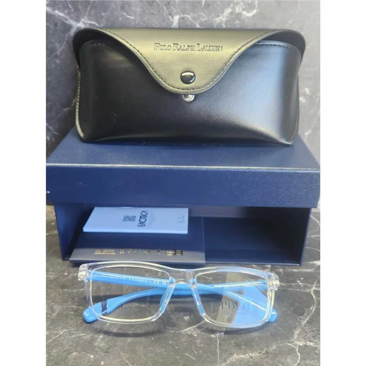 Ralph Lauren PP8547U 5869 49-15-130 Shiny Transparent Crystal Blue Polo Prep