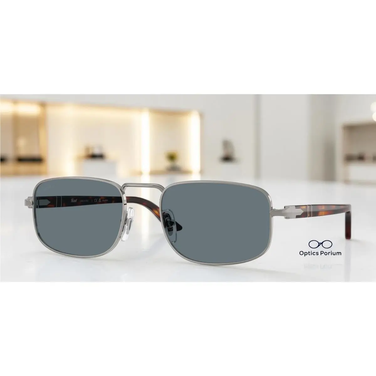 PO1027S 513 3R Gunmetal Dark Blue Polarized 56 mm Unisex Sunglasses by Persol