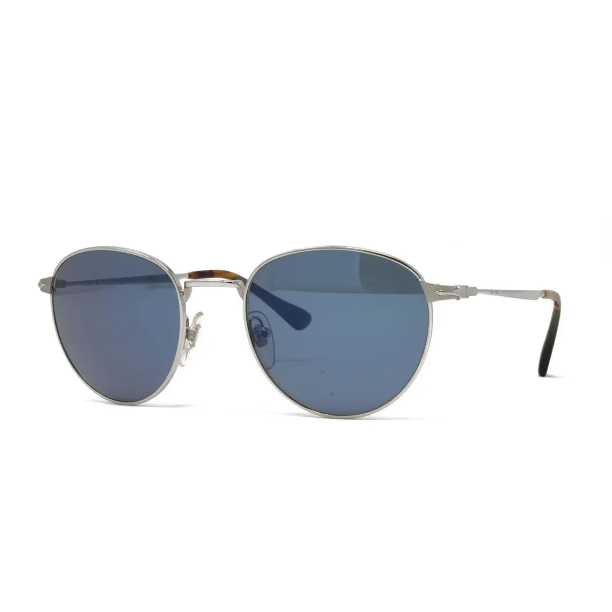 Persol PO2445S-51856 Unisex Sunglasses Silver 52mm Round Metal Frame Blue Lens