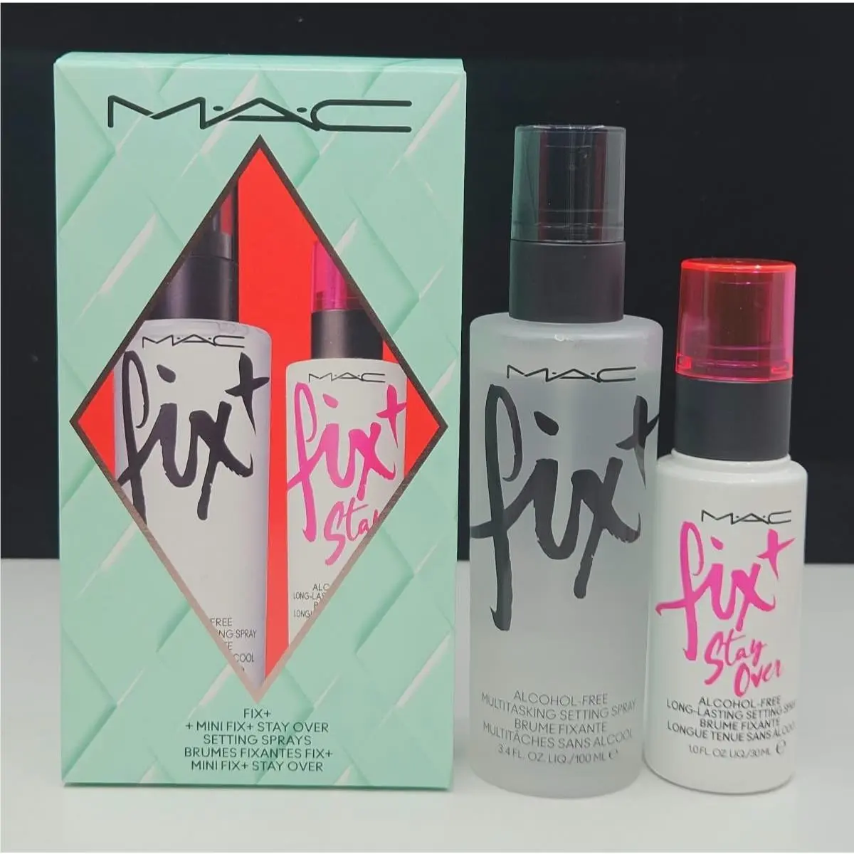 Mac Fix+ Mini Fix+ and Fix+ Stay Over Setting Spray Duo 3.4 oz 1 oz