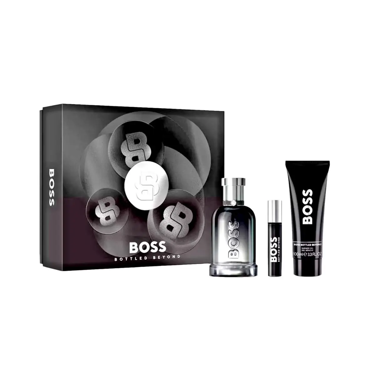 Hugo Boss Bottled Beyond 3 Pces Set 3.4/3.3 OZ Edp+s/g+ Mini Spray Ispray