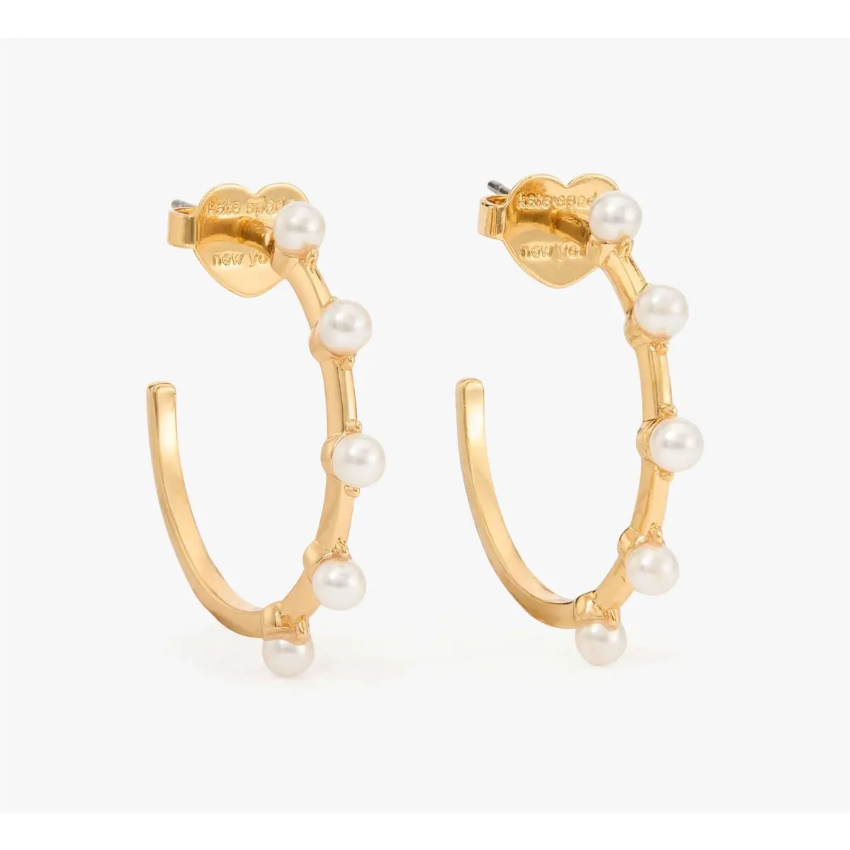 Kate Spade Hint Of Shimmer Hoops Earrings Cream/gold CZ Glass Pearl DDR2943