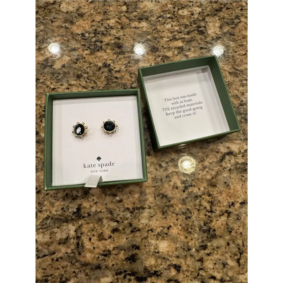 Kate Spade Black Flying Colors Stud Earrings w/ Box
